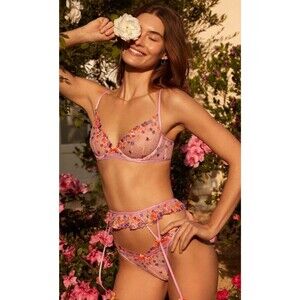 For Love & Lemons “Bloom Lace” Floral Lingerie Set –Small